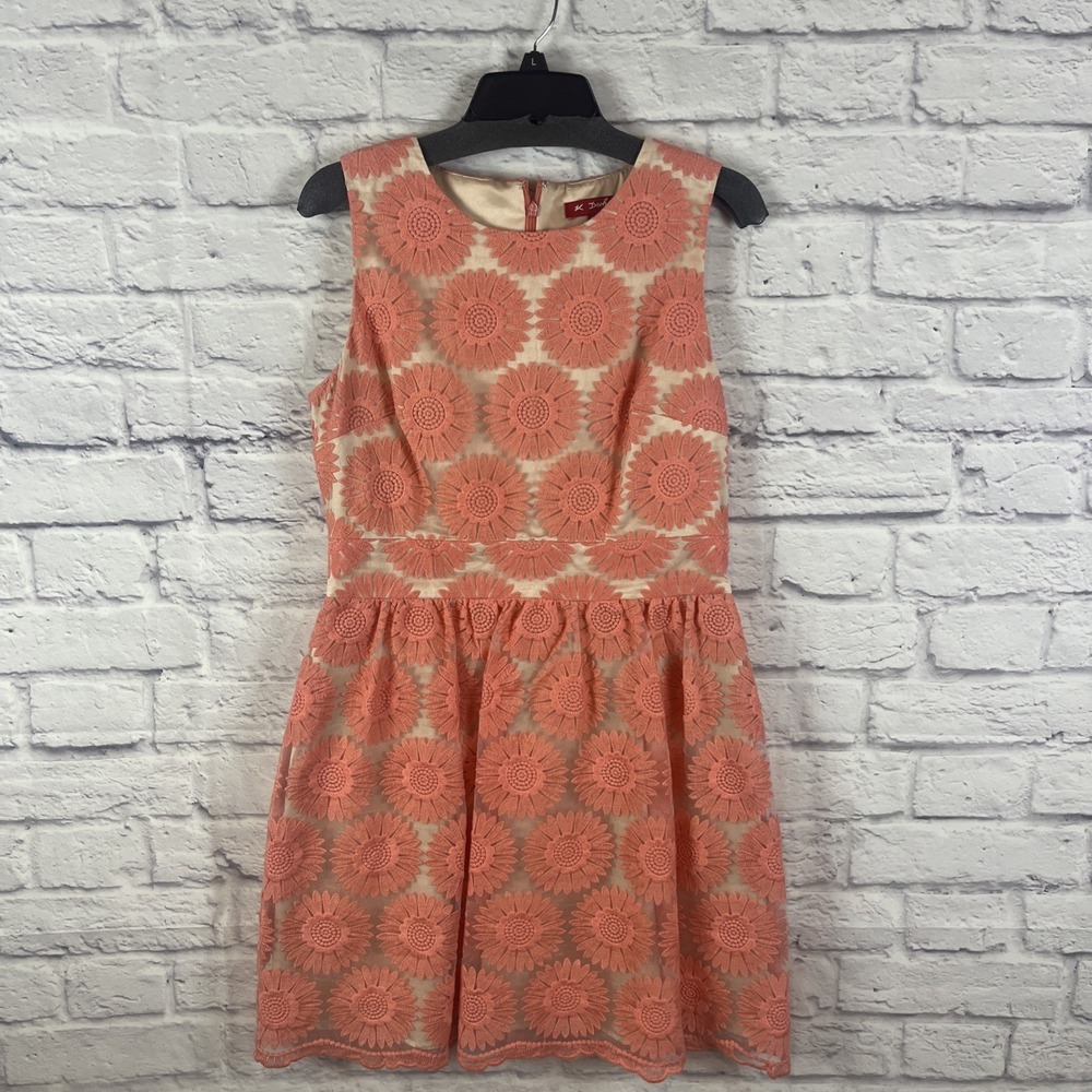 Renee Derhy Cottage Core Fairy Core  Feminine Retr Floral Overlay Party Dress L - Picture 2 of 12